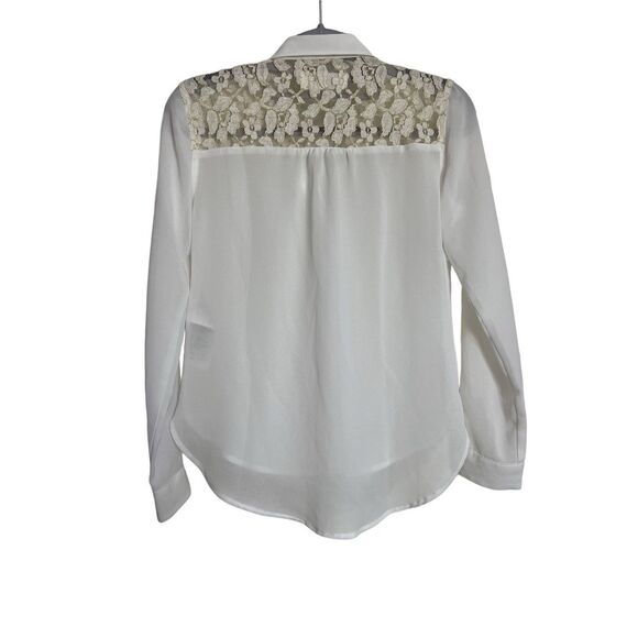 Abercrombie Kids Top Girl Size Medium Ivory Floral Lace Button-Down Shirt Blouse - Picture 2 of 10
